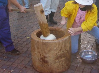 天然けやき臼（４升）餅つき