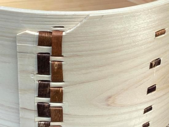 曲げわっぱおひつ　キッチン日用品 木のおひつ　桜皮縫い　おひつ三合 天然桧のおひつ（中）曲げわっぱ（3合）桜皮縫い