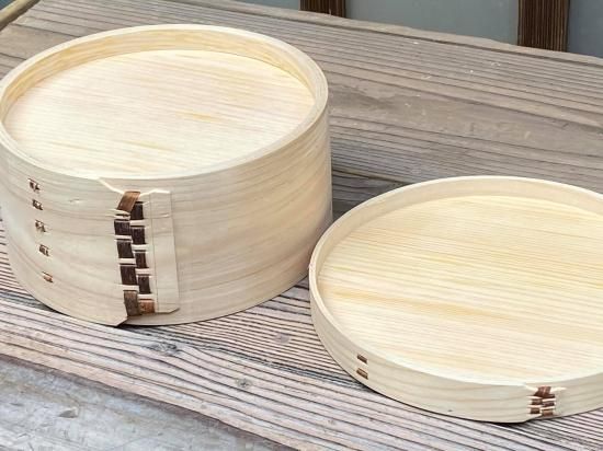 曲げわっぱおひつ　キッチン日用品 木のおひつ　桜皮縫い　おひつ三合 天然桧のおひつ（中）曲げわっぱ（3合）桜皮縫い
