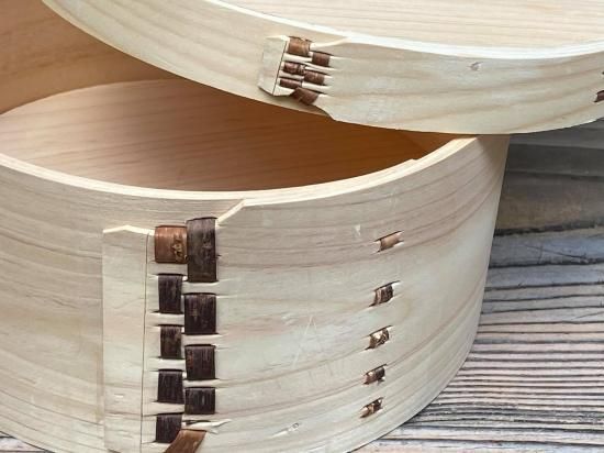 天然桧のおひつ（中）曲げわっぱ（3合）桜皮縫い