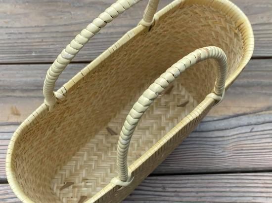 極上篠竹手提げ（高）かごバッグ（市場かご）小判【数量限定】