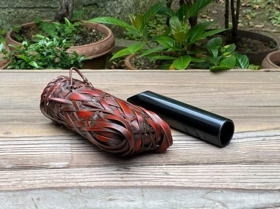 一輪挿し 蝉かご（染）花器 鮎篭 掛花