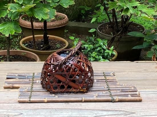 黒竹と藤づるで作った花台5つセット インテリア・生活道具