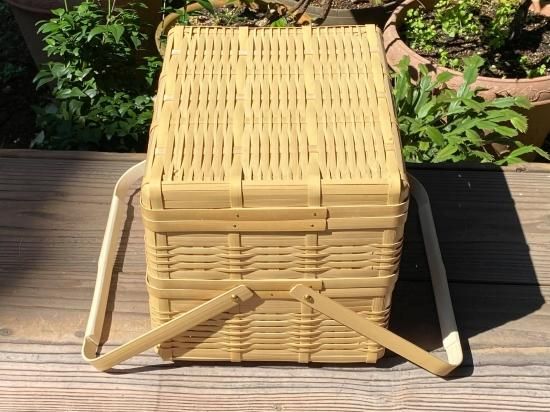 竹製ピクニックバスケット Amazon｜竹ピクニックバスケット picnic basket ブルー Lサイズ