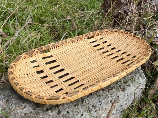 晒竹小判皿（カズラ縁）小判ざる 細長 パン皿【今だけ特価】【数量わずか】