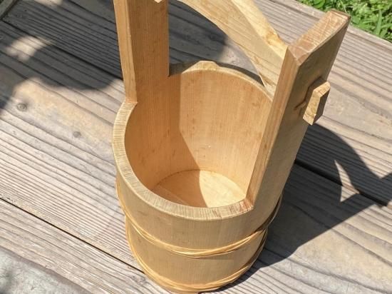 天然さわらの手桶（打ち水）墓参桶（5寸）直径15.5cm（竹タガ）【現品