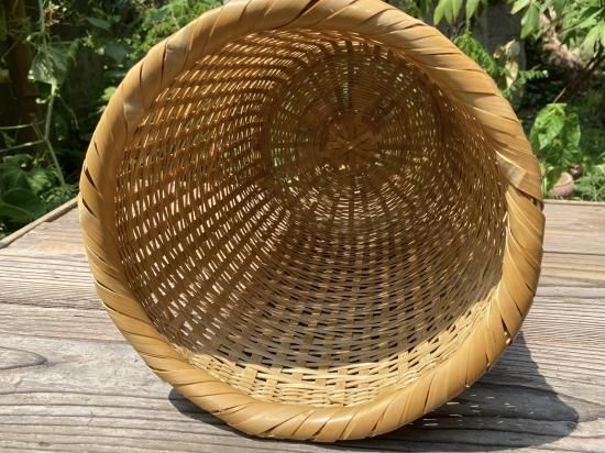 竹製磨きフリーボックス（足付）笛かご（中）二本飛【現品限り】【経年