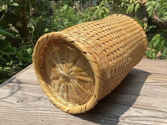 竹製磨きフリーボックス（足付）笛かご（中）一本飛【現品限り】【経年