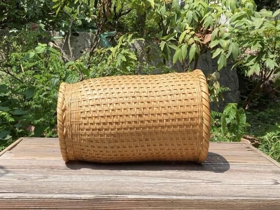 竹製磨きフリーボックス（足付）笛かご（中）一本飛【現品限り】【経年