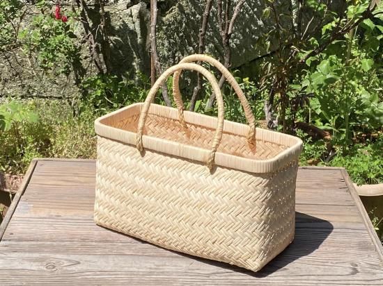 【籐製 手付き籠】エコメルカリ便限定 籐買出し篭（籐手）市場かご エコバッグ