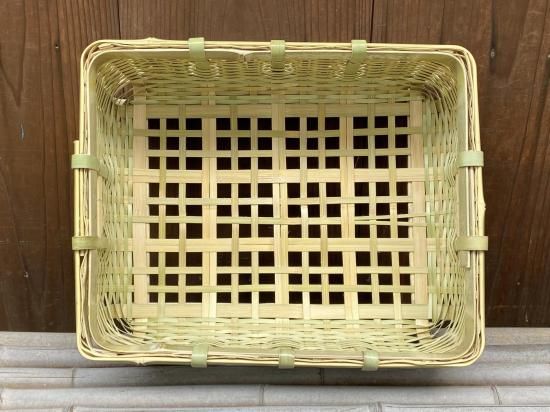竹製角篭（底四つ目）角かご（持ち手穴あり）