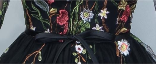 【送料込】花柄 刺繍 オーガンジー リボン ミディ丈 ワンピース 日本製】オーガンジー花柄リボン刺しゅうワンピース(110~130cm