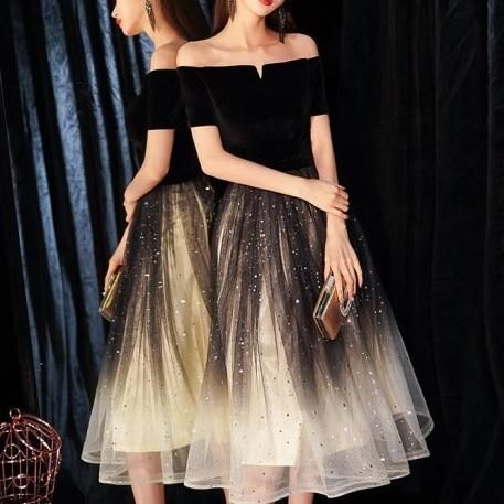 パーティードレス ミモレ丈 オフショルダー レディースファッション通販dressytokyo