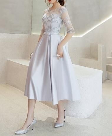 パーティードレス｜ミモレ丈｜シースルー ｜レディース