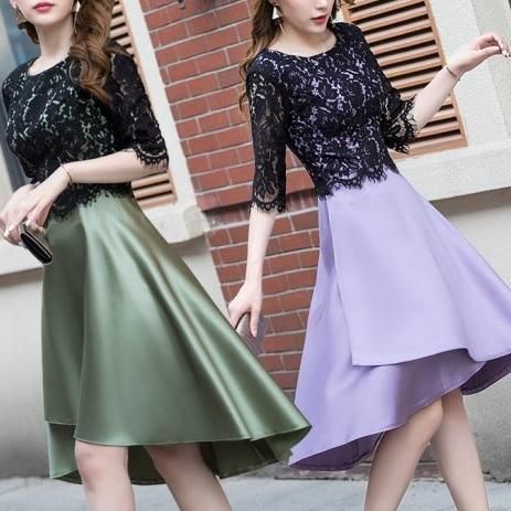 【お気にいる】 パーティードレス｜ひざ丈｜ラップスカート｜レディース Clothing