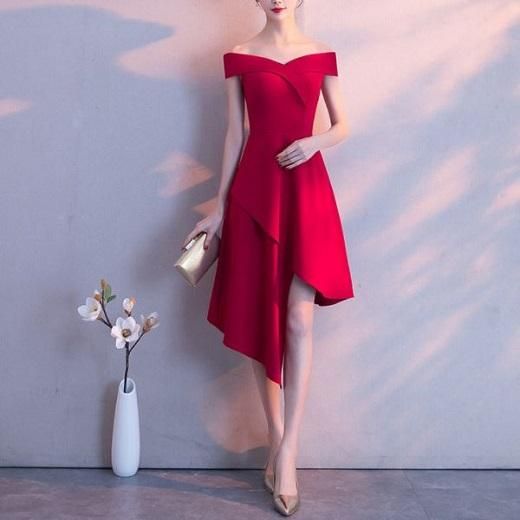 DELPOZO】 RED アシンメトリー オフショルダー ロング ドレス DELPOZO】 RED アシンメトリー オフショルダー ロング ドレス