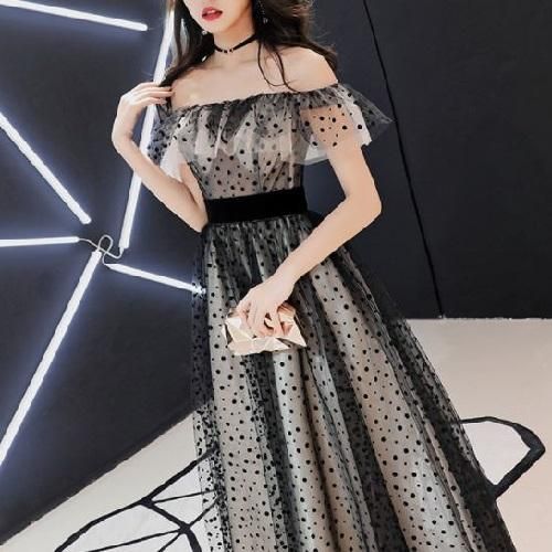 パーティードレス｜オフショルダー｜ポルカドット｜レディース