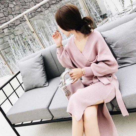 ワンピース|ニットワンピース|カシュクール|大人可愛い ワンピース|ニットワンピース|カシュクール|大人可愛い