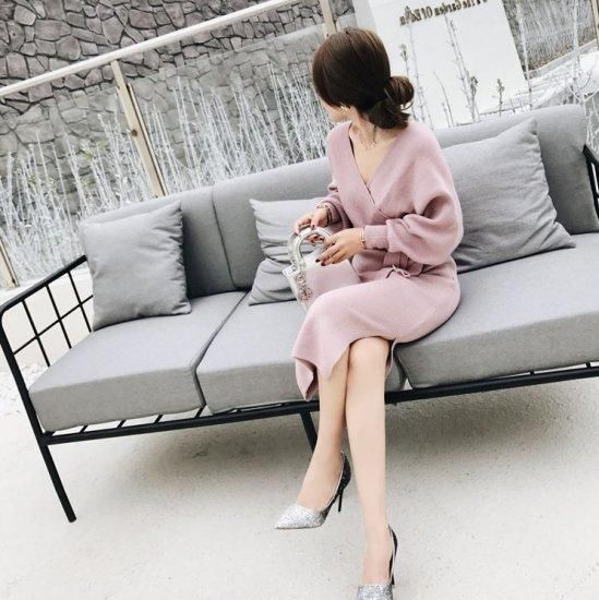 ワンピース|ニットワンピース|カシュクール|大人可愛い ワンピース|ニットワンピース|カシュクール|大人可愛い