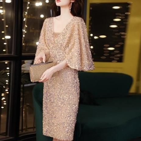 WILLFULLY フレアスリーブ パーティードレス 花柄刺繍フレアスリーブAラインパーティードレス 9960 – Q'e