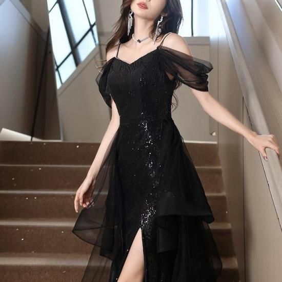 パーティードレス｜ブラック｜スリット｜パーティードレス通販Dressy
