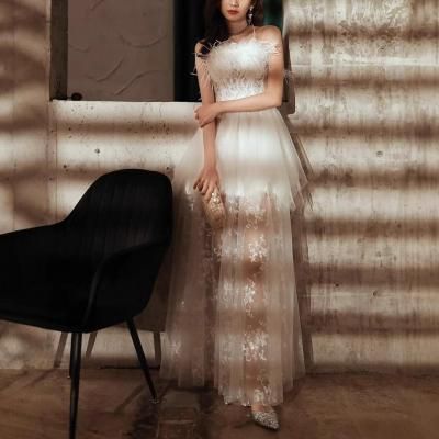 <img class='new_mark_img1' src='https://img.shop-pro.jp/img/new/icons14.gif' style='border:none;display:inline;margin:0px;padding:0px;width:auto;' />パーティードレス ロング レース フェザー ワンピース エレガント 結婚式 お呼ばれ 卒業式 入学式 謝恩会 二次会 ディナー 演奏会 レセプション ホテル イベント dr01232