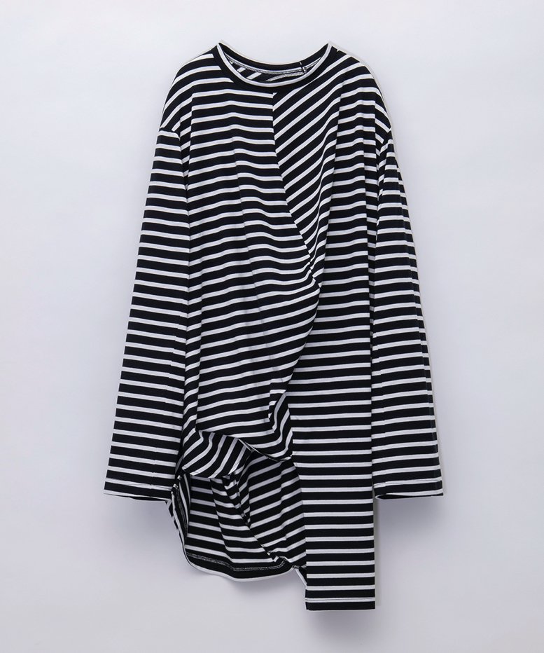 【ANREALAGE】BALL BORDER JERSEY TOP（BLACK×WHITE）