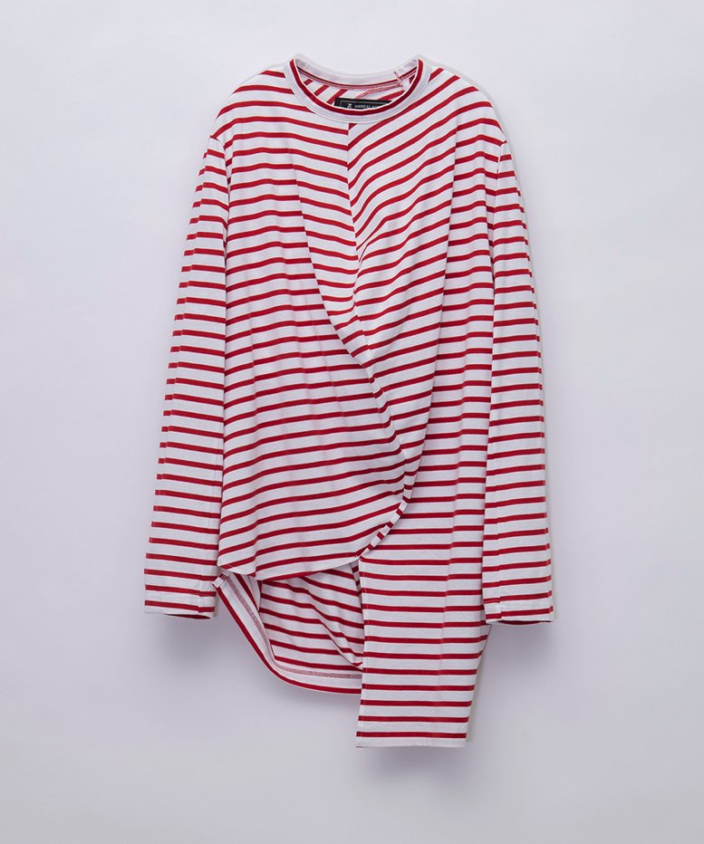 【ANREALAGE】BALL BORDER JERSEY TOP（WHITE×PINK）