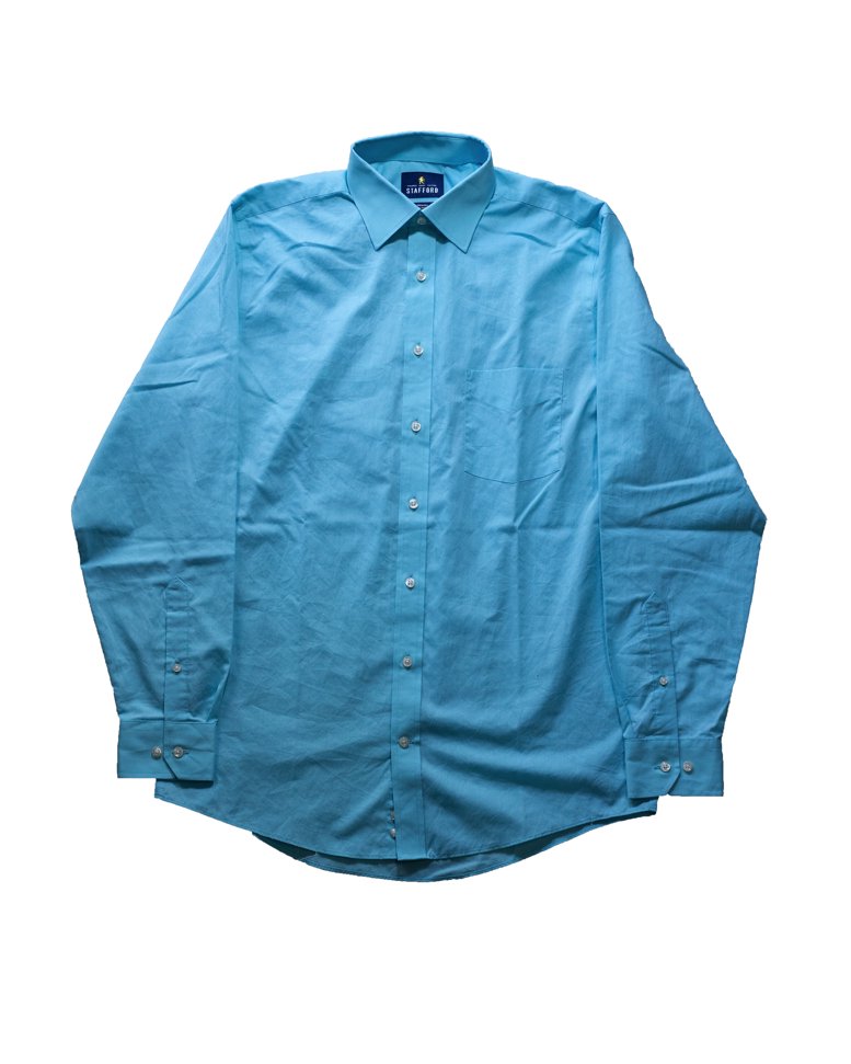 STAFFORD broad shirt Tiffany Blue TRAVEL EASY-CARE