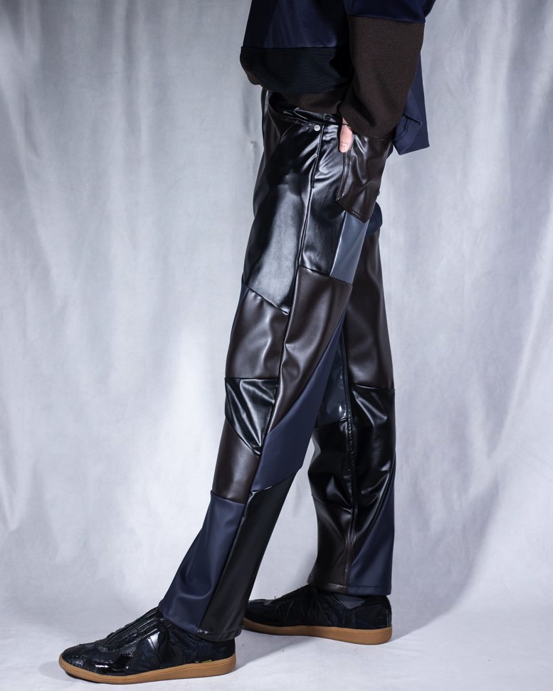 【ANREALAGE】PANEL PATCHWORK ECO LEATHER PANTS