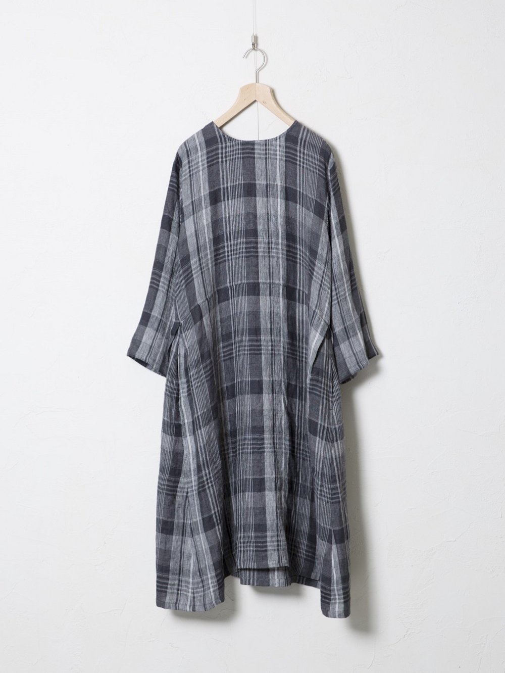 Linen Check Herringbone サイドタックワンピース