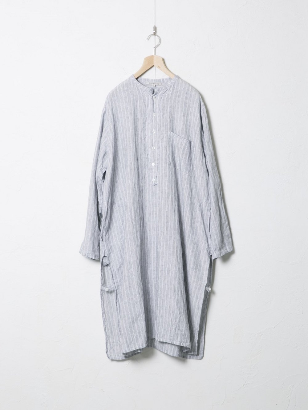 Linen Stripe カフタンロングシャツ
