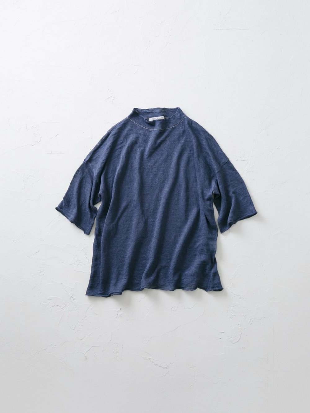 Diagonally Knitted Linen モックネックプルオーバー