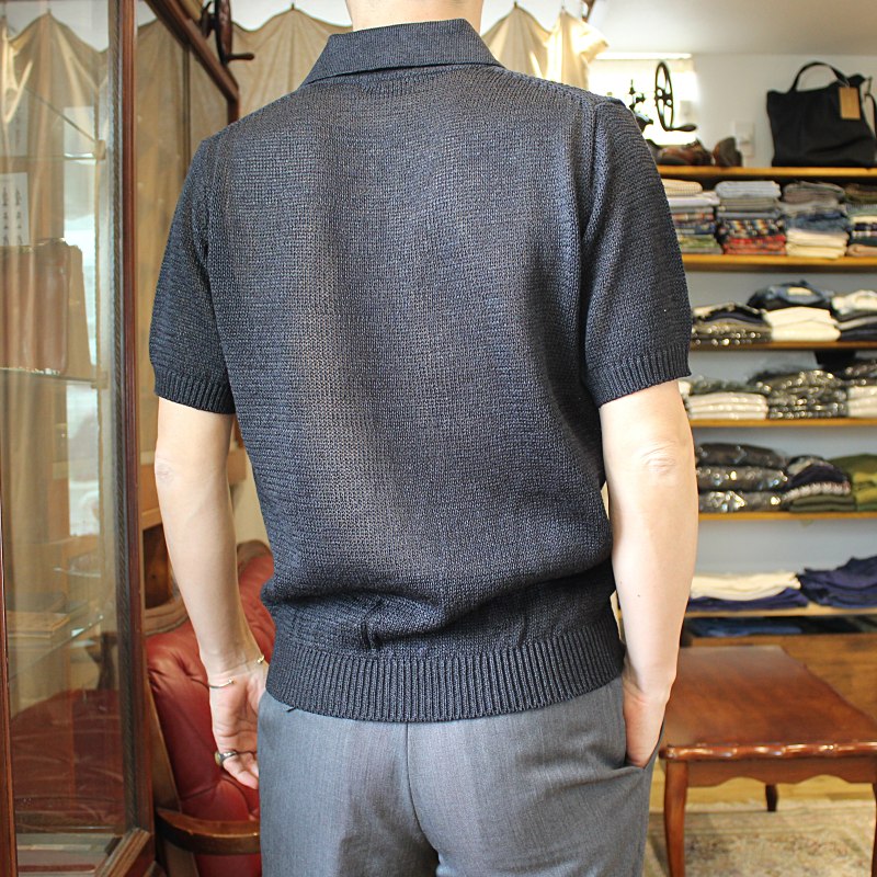 Rinascente リナシェンテ レトロボーダー 和紙ニットポロ