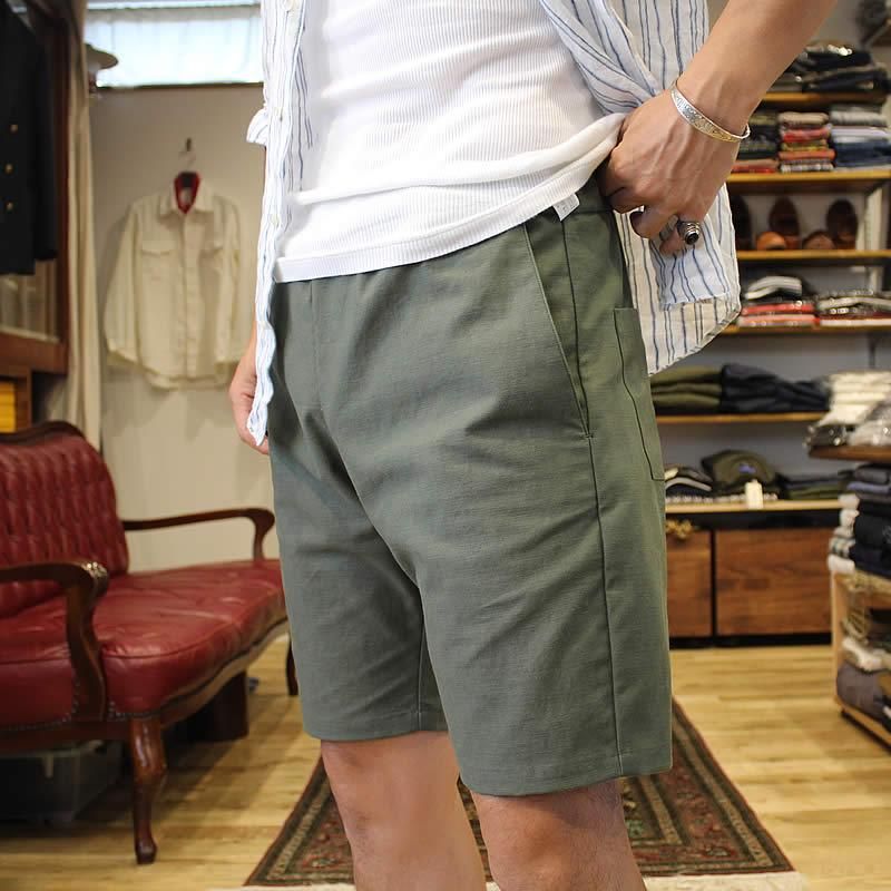 Atelier de vetements アテリエ ドゥ ヴェトモン オーダーショ－ツ　taliare　タリアーレ　easy dress shorts  - cotton linen crest print -　ショートパンツ　短パン シャツオーダー　京都府木津川市城山台