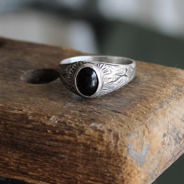 50s vintage black onyx silver signet ring ヴィンテージシグネットリング シルバー ブラックオニキス