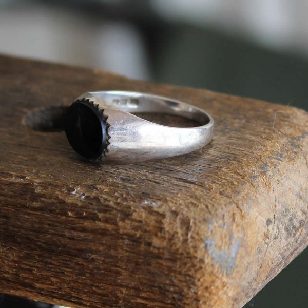 50s vintage black onyx silver signet ring size21 ヴィンテージ