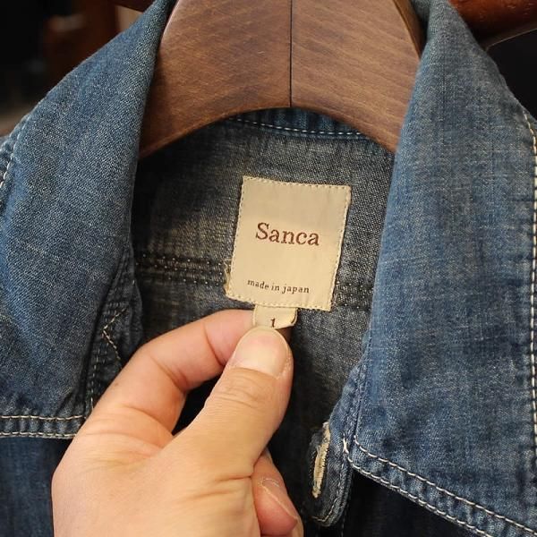 Sanca サンカ DENIMプルオーバーZIPワークシャツ 経年変化 京都府