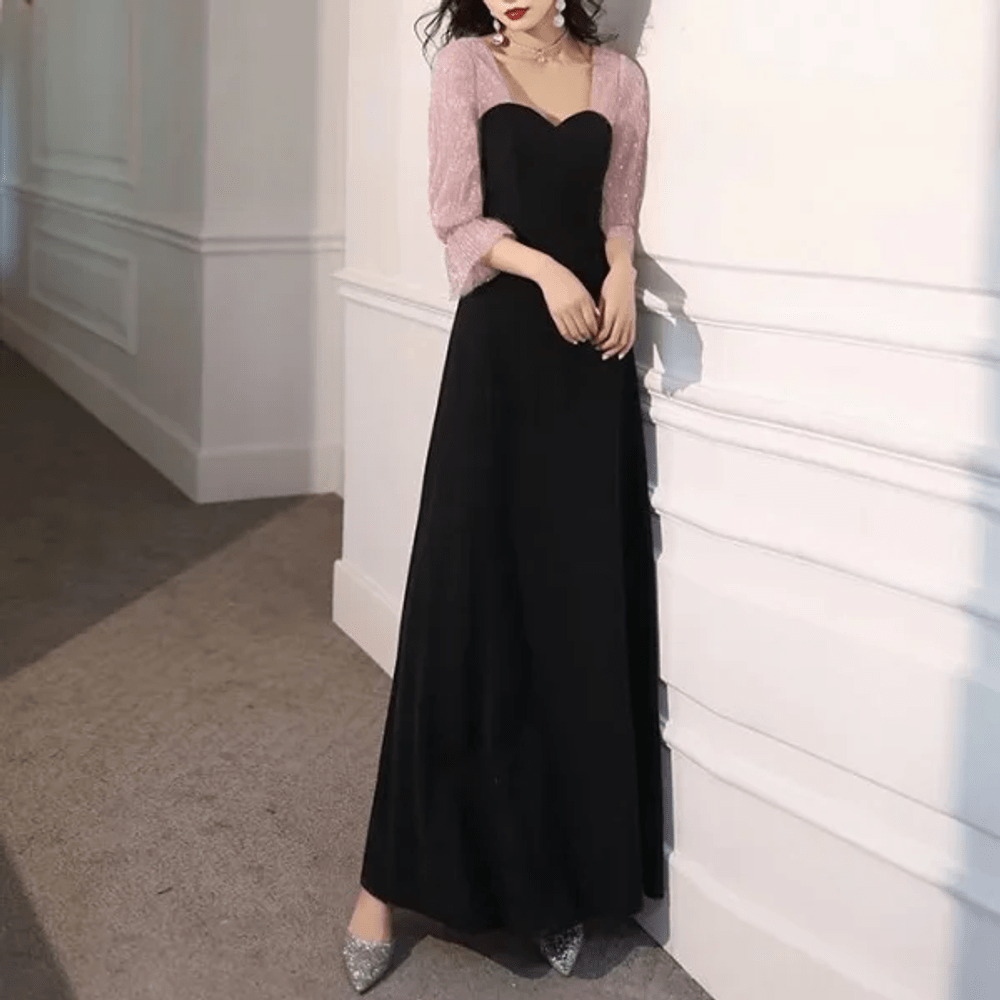 【即納商品】ドレス ロングドレス ハートカット パール シースルー 【即納商品】ドレス ロングドレス ハートカット パール シースルー