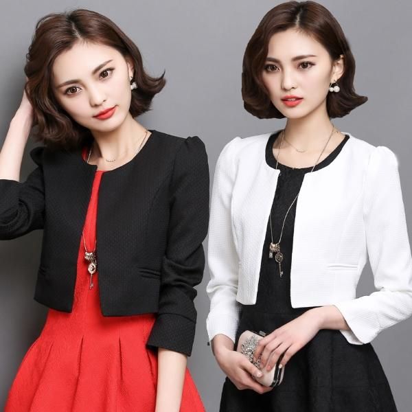 ジャケット ボレロ カーディガン フェミニン 丸首 ラウンドネック 上着