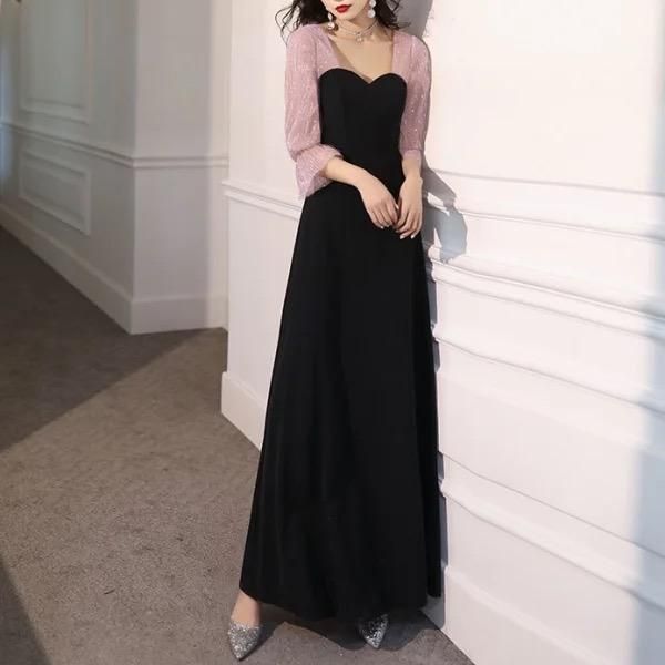 ドレス ロングドレス カクテルドレス ハートカット セクシー パール シースルー ハイウェスト ボリューム袖 ロング丈 ミディアム丈 長袖 大人 ロング丈 結婚式 二次会 お呼ばれ 6 000円以上お買い上げで送料無料 マノンデザイン