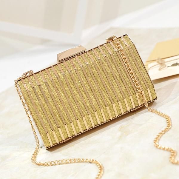 バッグ ボックスバッグ ゴールド 長方形 クラッチバッグ ラメ ライン バッグ ボックスバッグ ゴールド 長方形 クラッチバッグ ラメ ライン