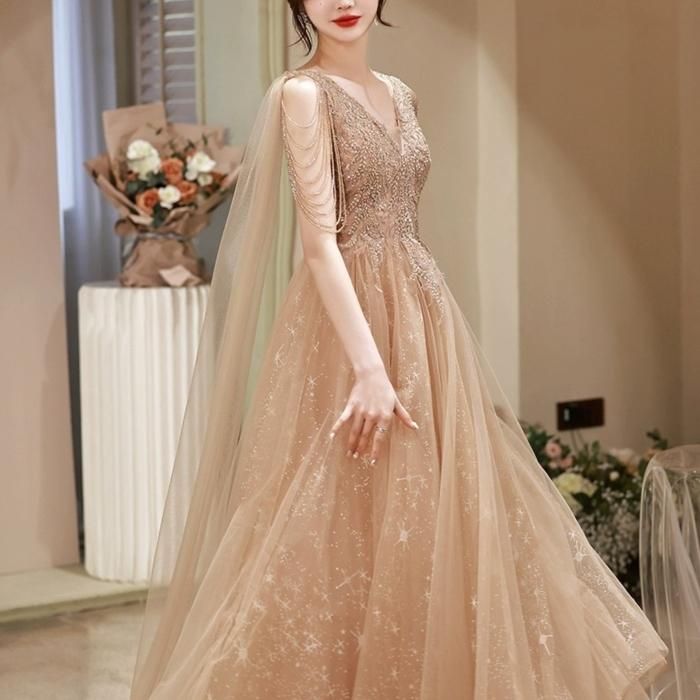 【美品】ミスコン着用✨スパンコール×パールのロングドレス スパンコールパールビジューセットアップロングドレス/キャバドレス