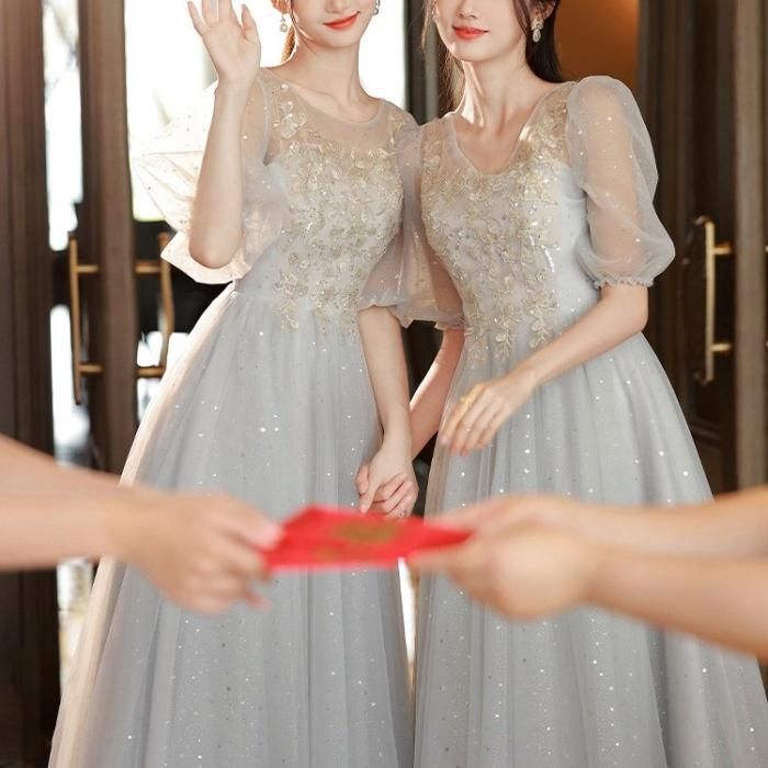 ドレス 星柄 スパンコール 刺繍 Vネック オフショルダー フレア