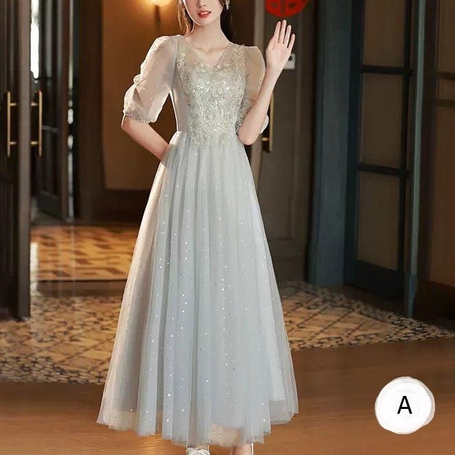 スパンコールが煌びやかなリーフ柄のお袖は2wayロングドレス スパンコールが煌びやかなリーフ柄のお袖は2wayロングドレス