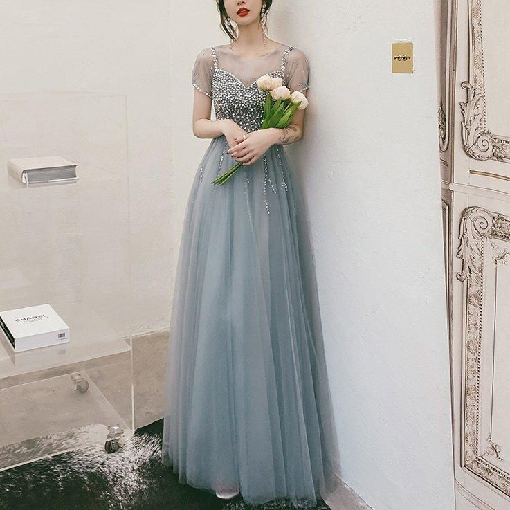 ♡】エレガントなAラインドレス 結婚式、パーティー、舞踏会に ♡】エレガントなAラインドレス 結婚式、パーティー、舞踏会に