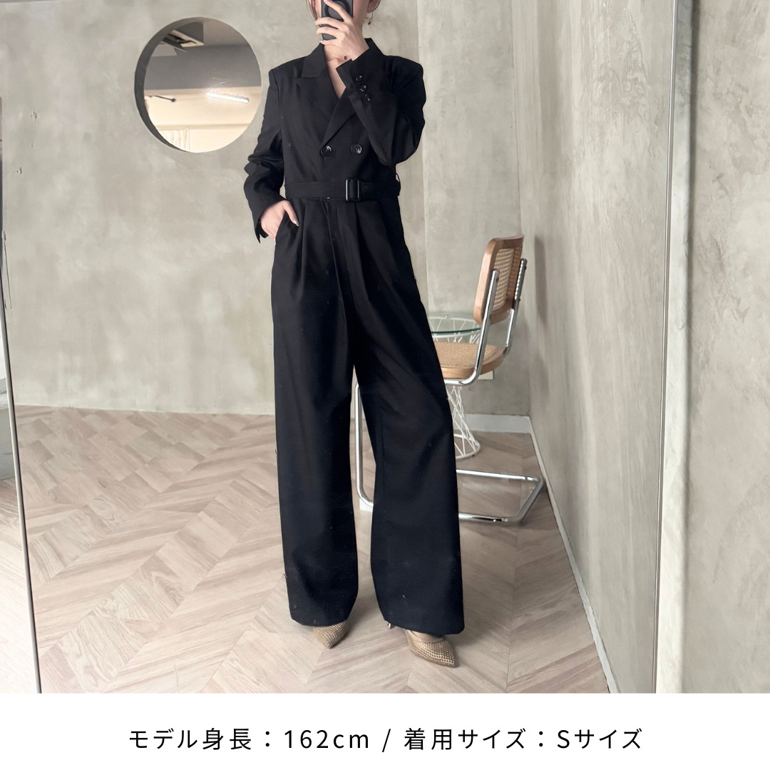 オールインワン ダブルブレスト ジャケット Vネック 襟付き