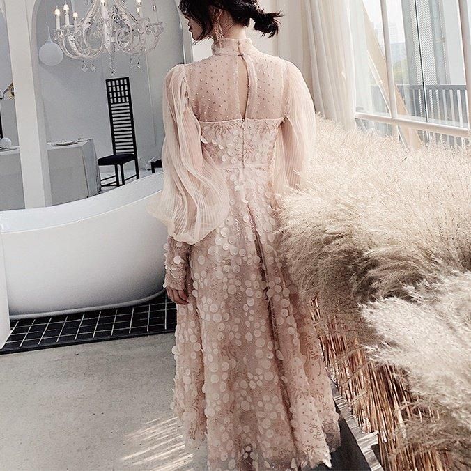 刺繍ラメチュールプリーツドレス niana 刺繍ラメチュールプリーツドレス niana niana] 結婚式 ワンピース