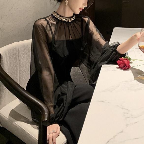 ドレス ショール シアー ボリュームスリーブ ビジュー ドレス ショール シアー ボリュームスリーブ ビジュー