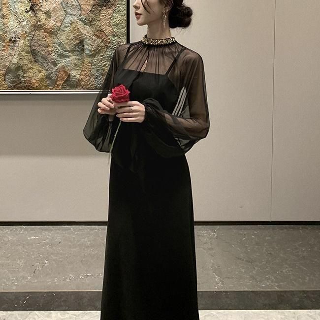 美品✨マチャット オールインワン ボリュームスリーブ 比翼 黒 フォーマル 人気沸騰中オンラインセレクトブランド 【machatt/マチャット